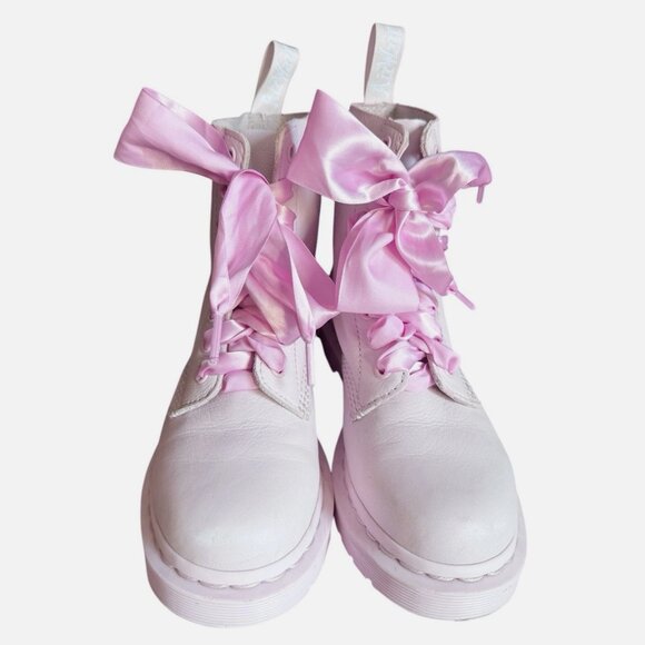 Dr Marten Pascal Mono Chalk Pink Ribbon Lace Up Boots Women's size 5 - Picture 2 of 10
